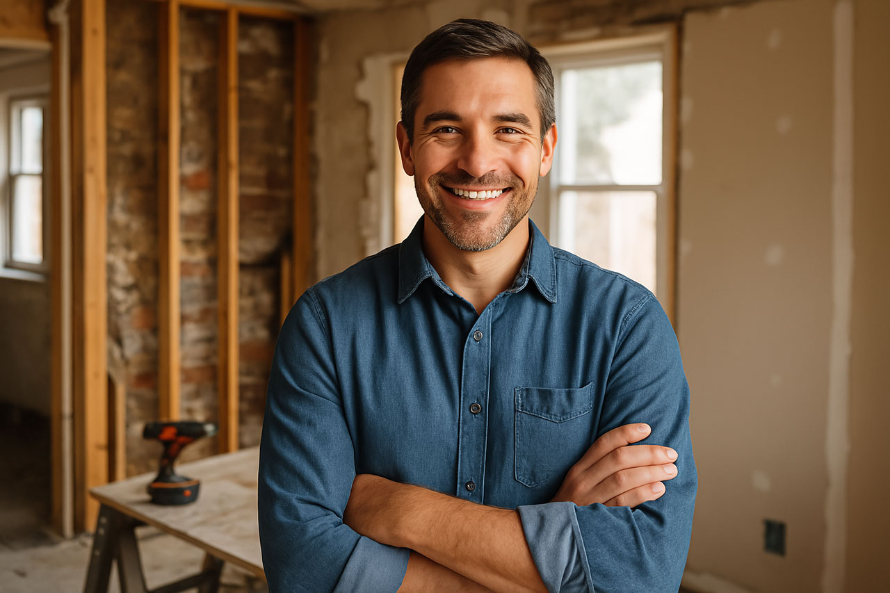A Hatchwell Homes professional on site at a home.